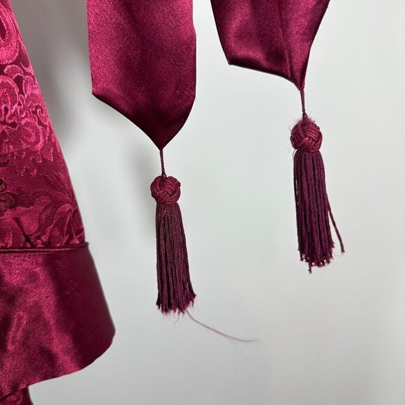 Vintage Victoria's Secret Gold Label Robe w/belt Womens P/S Maroon Floral Satin - Picture 6 of 15